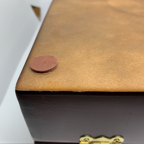 TEA CHEST VTG CHERRY WOOD DOVETAILED TEA CHEST - Picture 11 of 14